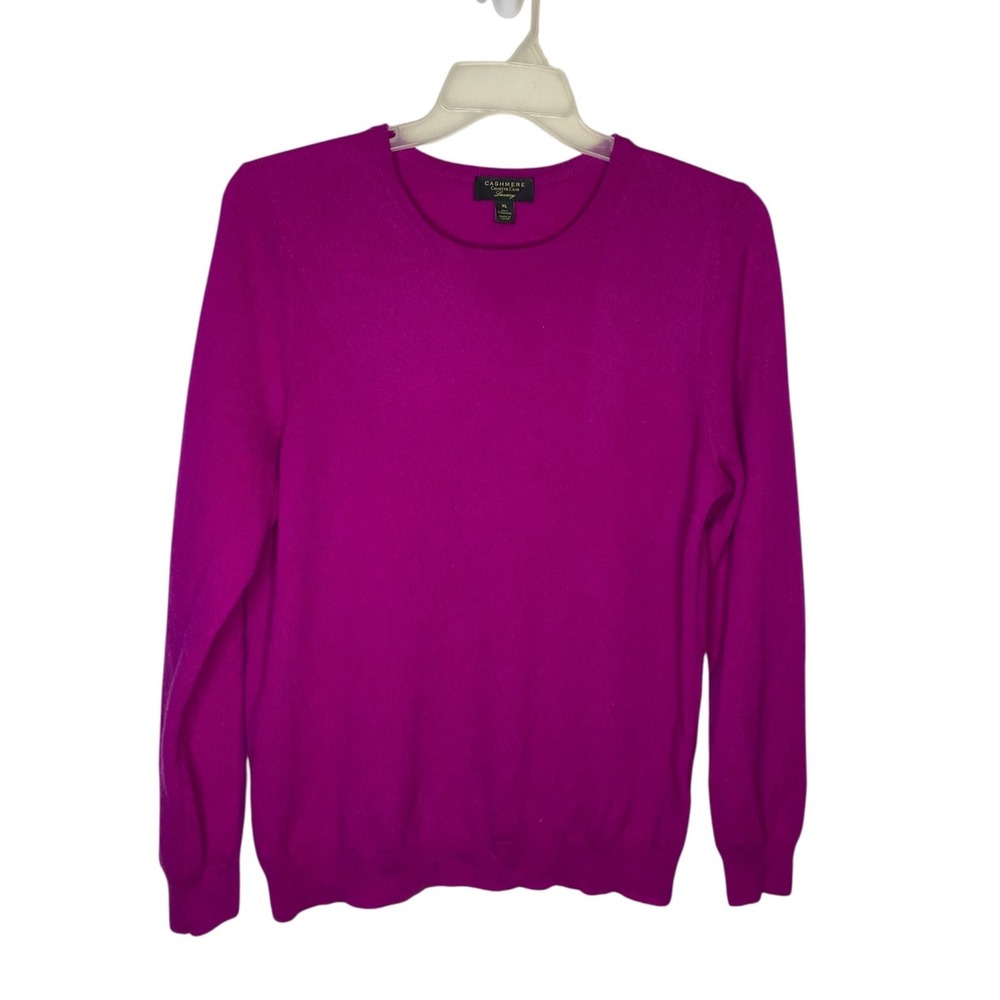 Charter Club Luxury 100% Cashmere Sweater Magenta Pink Crew Neck XL